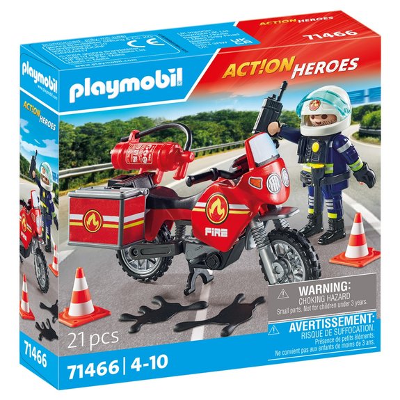 Playmobil Pompier et moto Action heroes 71466