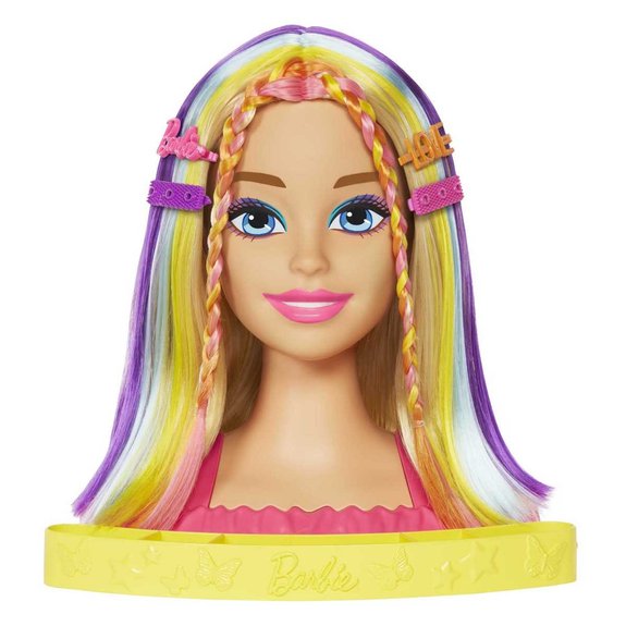 Mattel Barbie Ultra chevelure - Tête à coiffer blonde mèches arc-en-ciel