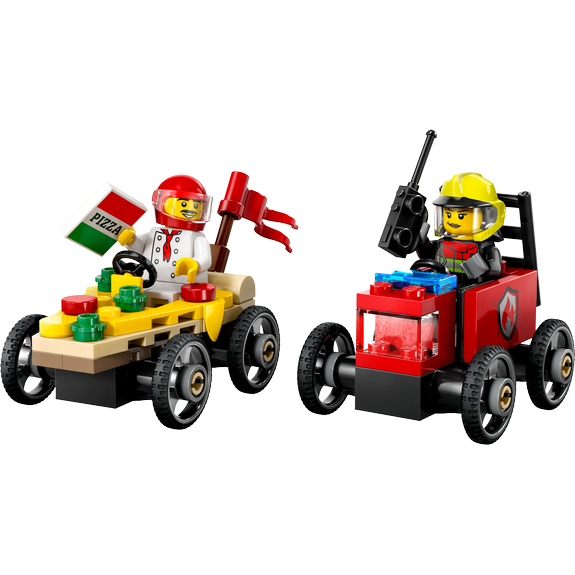 Pack de bolides de course : camion de pizza contre camion de pompiers LEGO City 60458