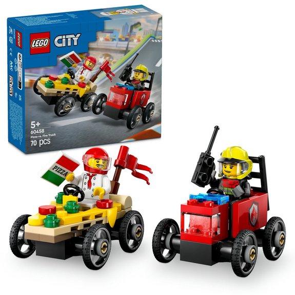 Pack de bolides de course : camion de pizza contre camion de pompiers LEGO City 60458