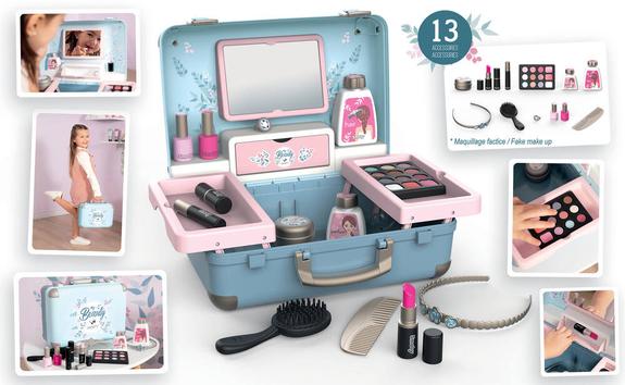 Smoby My Beauty Vanity – Valise Coiffure, Maquillage Factice, Onglerie – 13 Accessoires – Dès 3 Ans – Fabrication Française