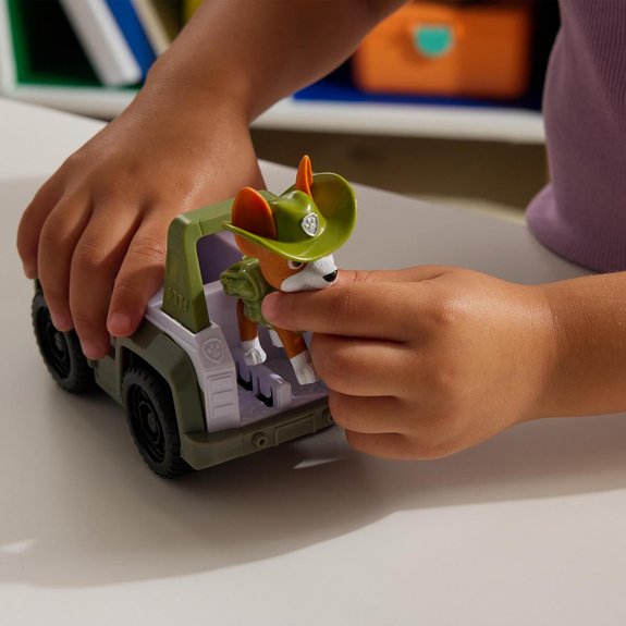 Véhicule 15 cm et figurine La Pat Patrouille : véhicule de la jungle Tracker
