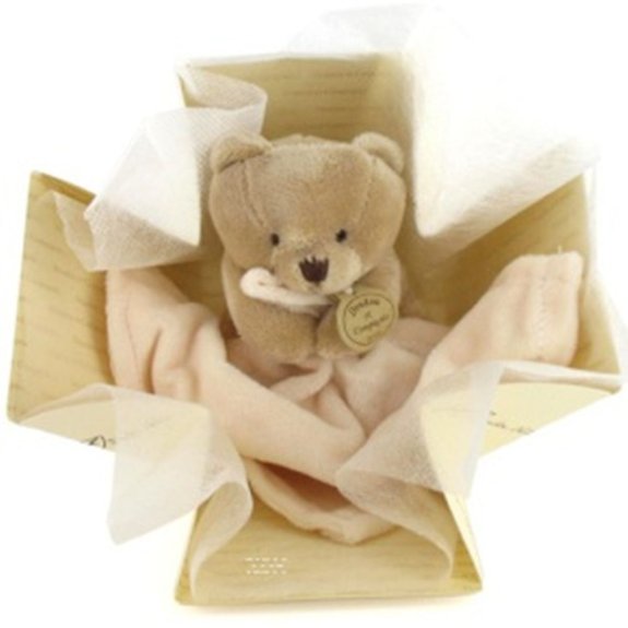 Doudou mouchoir petit ours boîte à fleur