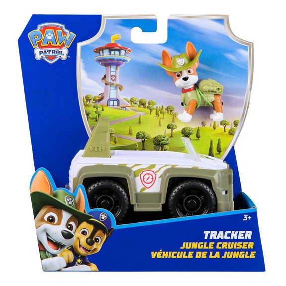 Véhicule 15 cm et figurine La Pat Patrouille : véhicule de la jungle Tracker