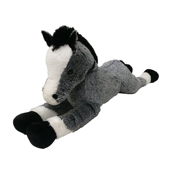 Peluche cheval gris allongé 120 cm