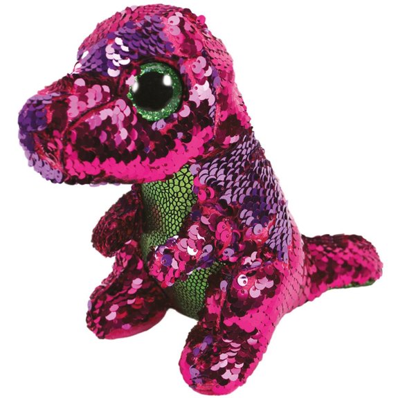 Flippables Small - Peluche sequins Stompy le dino 15 cm