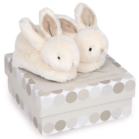 Chaussons Lapin Bonbon avec hochet