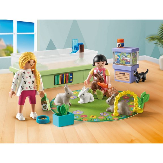 Animalerie avec enclos à lapins et tapis de jeux PLAYMOBIL MY LIFE 71753