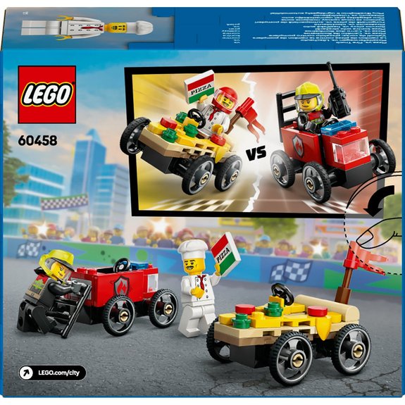 Pack de bolides de course : camion de pizza contre camion de pompiers LEGO City 60458