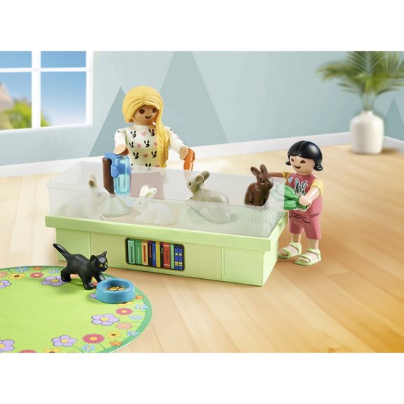 Animalerie avec enclos à lapins et tapis de jeux PLAYMOBIL MY LIFE 71753