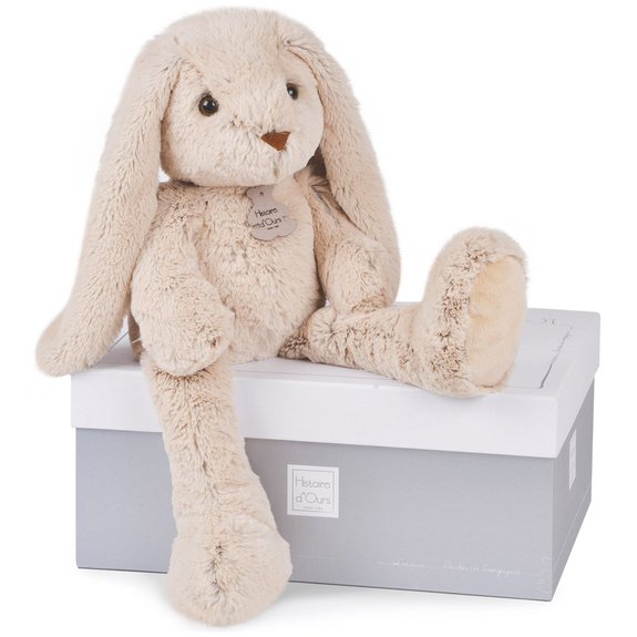 Peluche copains câlins : lapin beige 50 cm
