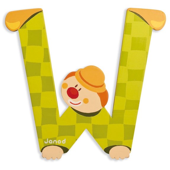 Lettre Clown W en bois