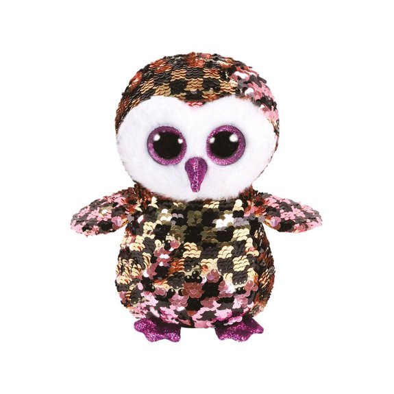 Flippables Medium Peluche sequins Checks le hibou 23 cm